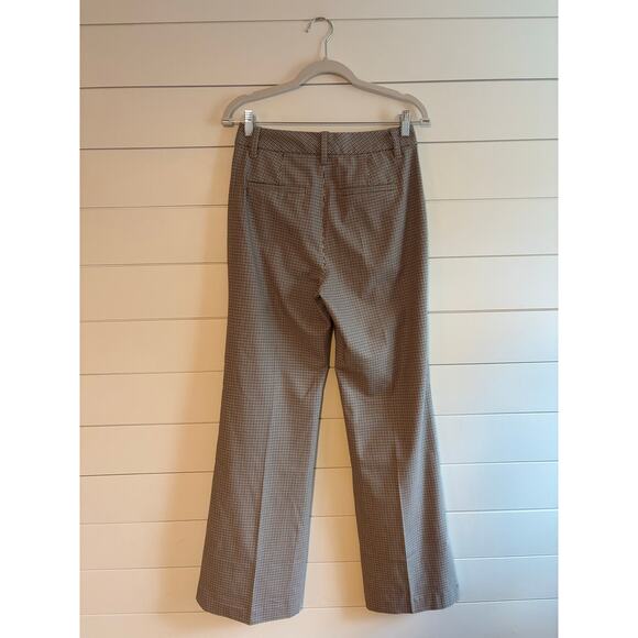 GAP Women’s Plaid Dress Pants Size 2 | Flared Chic Checked Trousers Brown Taupe - Picture 3 of 11